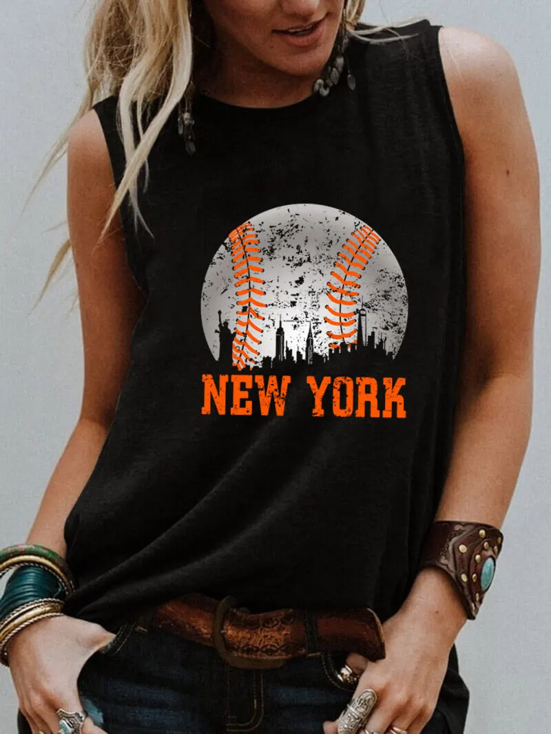 

New York City Print New Arrival Sleeveless Tshirt Women Funny Summer Casual Sleeveless Top Country Life Shirt Birthday Gift