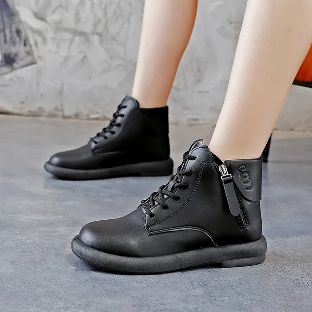 beha renderen Vernietigen 2022 Goedkope Enkellaarsjes Vrouw Lace Up Waterdichte Lederen Schoenen Voor  Vrouwen Rits Korte Laarzen Dames Platte Sneeuw Schoenen Bruin booties -  AliExpress