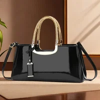 Women's Glossy PU Leather Shoulder Handbag Wedding Clutch Bridal Party Evening Bag