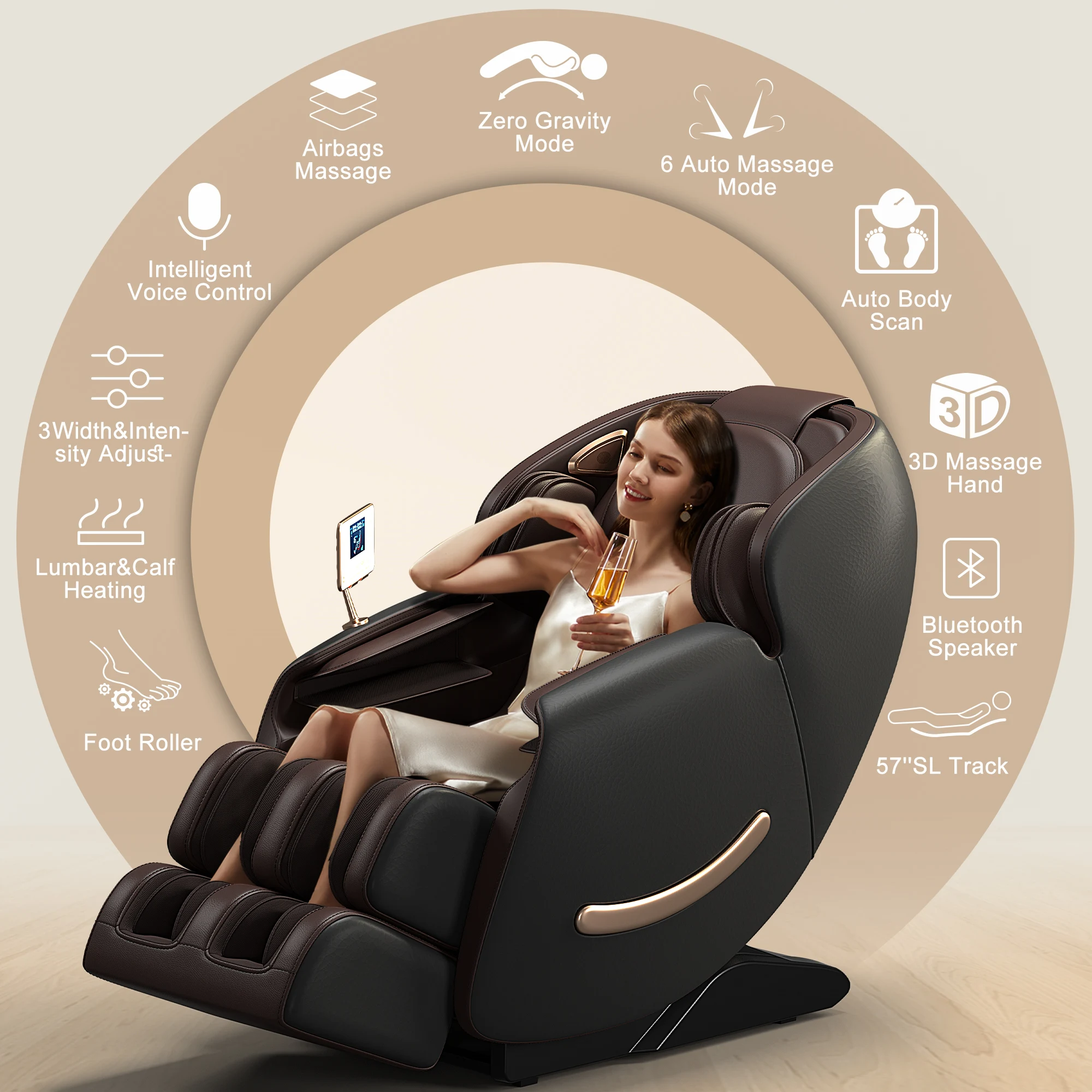 1 Year Warranty USA Local Delivery  3D Airbag Zero Gravity full body Massage Chair Home 3D Foot Roller Shiatsu Office Chair 3