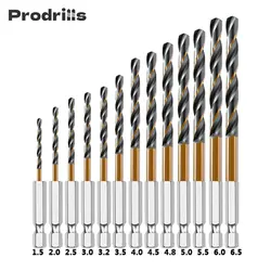 13 Pcs HSS Twist Drill Bit Set Hexagonal Shank 1.5-6.5mm for Steel Copper Aluminum Wood