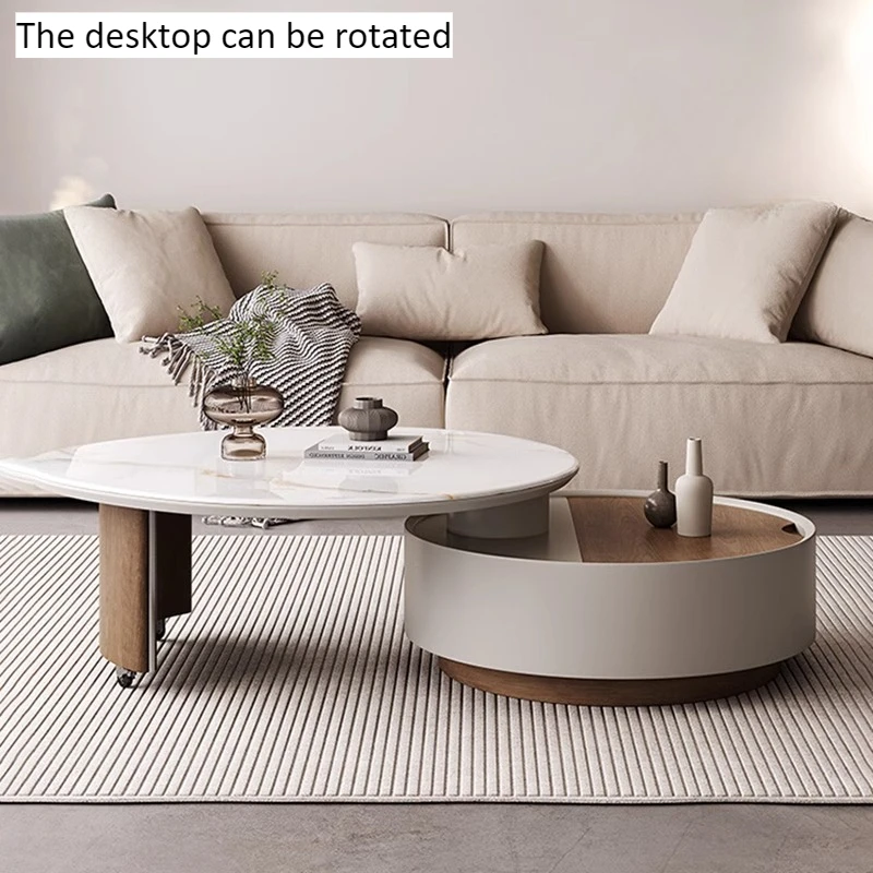Rotatable Round Coffee Sofa Table Luxury Living Room Sofa Table Nordic Style Modern Simplicity Mesas De Centro Home Furniture