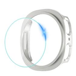 Premium Tempered Glass Cover with Screen Protector and Hard Bumper Frame for Watch 8 Classic (Titanium)