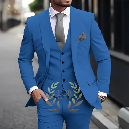 Men's Khaki 3-Piece Suit Classic Peak Lapel Business Formal Wedding Groom Slim Fit Elegant Gentleman Style Fashion Blazer - Image 21