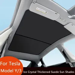 Sunshades For Tesla Model 3 Sunroof Highland 2024 Model Y 2021-23 Ice Cloth Buckle Sun Pare Glass Front Rear Skylight Accessory