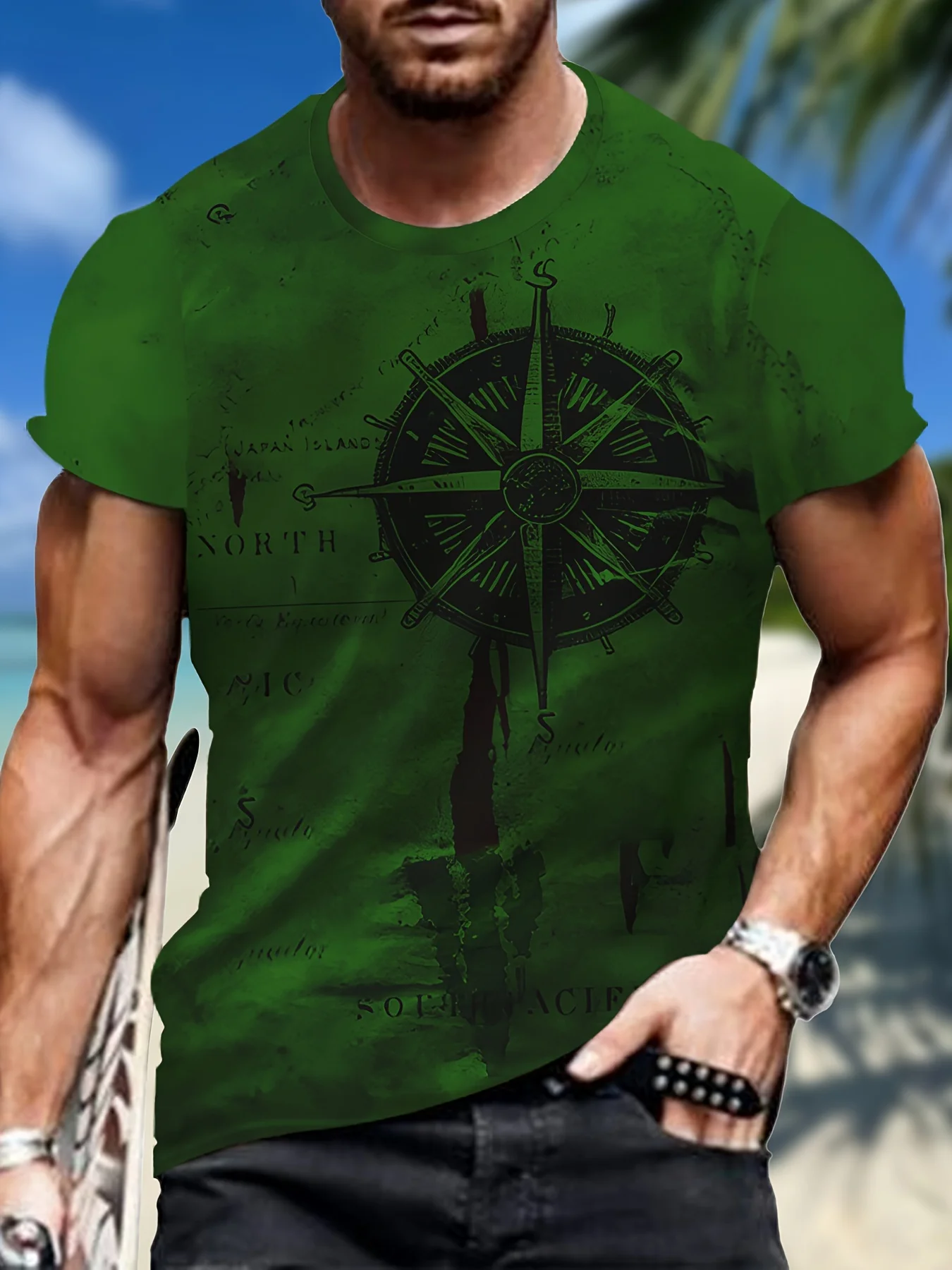 

Summer New 3D Printing Men's Map T-shirt Comfortable T-shirt