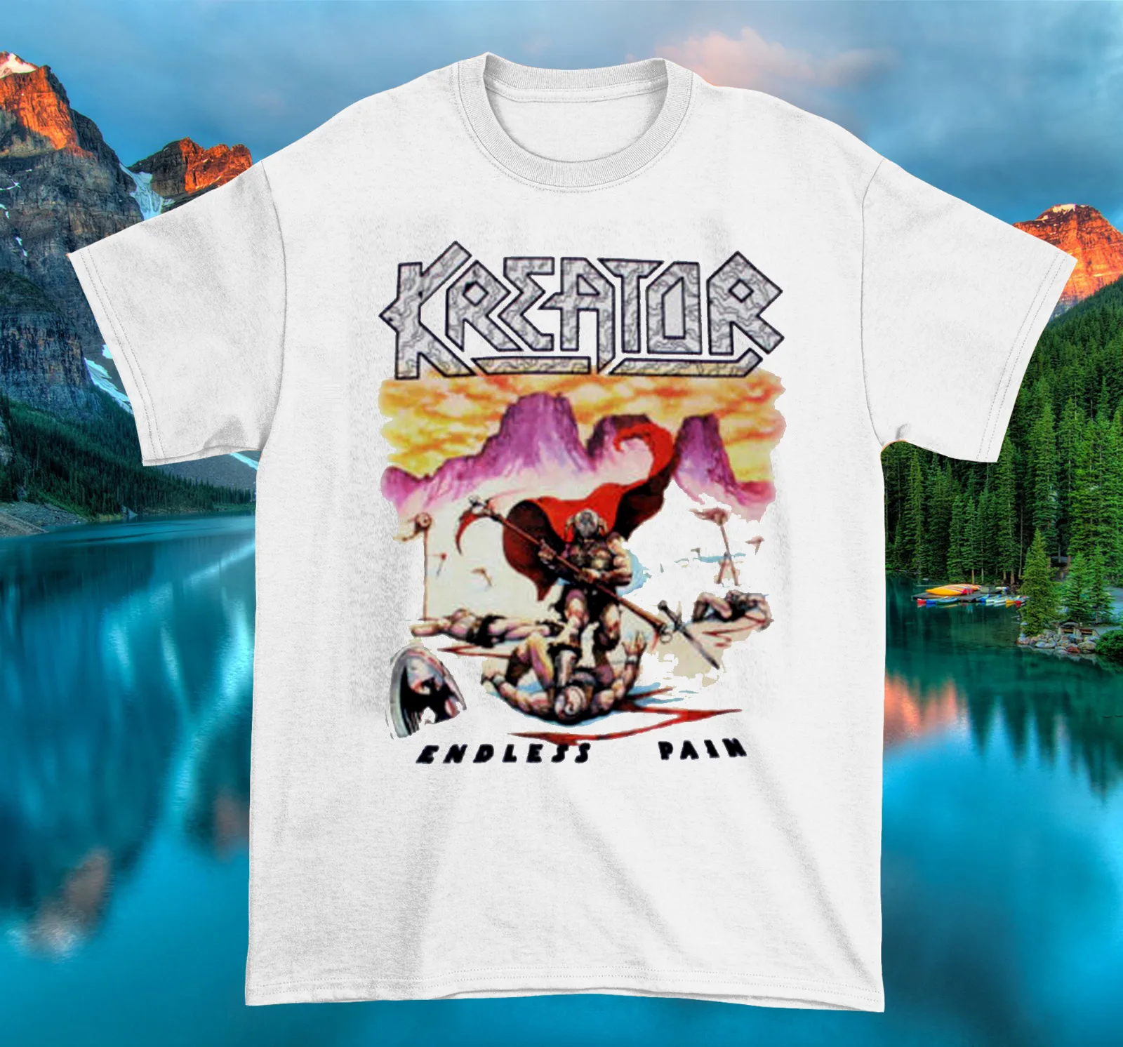 

Kreator, бесконечная боль, альбом, футболка, белая фотография, CG369