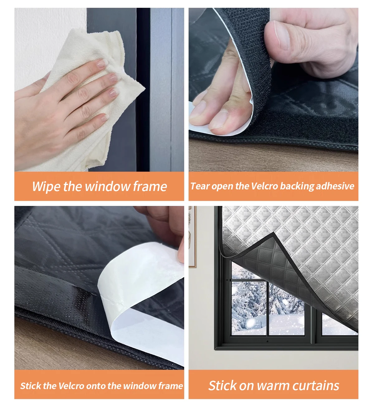Waterproof Cotton Curtains - Windproof Window Drapes | Thermal Insulation & Frost Resistant Film