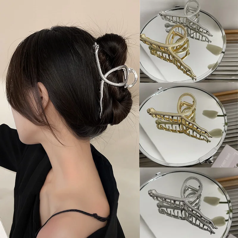 Ruoshui Woman Metal Snake Hair Crab Barrettes Hair Clips Women Hair Accessories Hairpins Headwear Ornaments Hairgrip ruoshui 5pcs woman small matte hair claws girls hair clips solid barrettes hairpins women hair accessories headwear ornaments