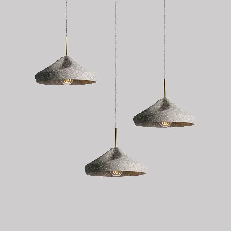 Cement Led Pendant Lamp Nordic Nostalgic Industrial Style Chandelier Bedroom Bedside Coffee Shop Bar Table Light Grey Black E27