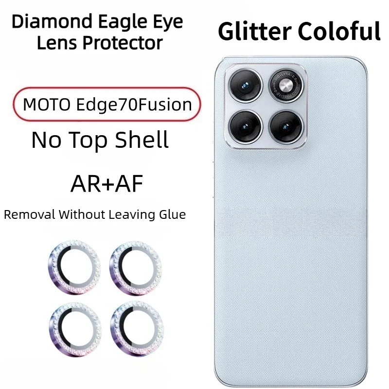 Luxury Diamond Glitter HD Glass Lens Protector with Metal Ring