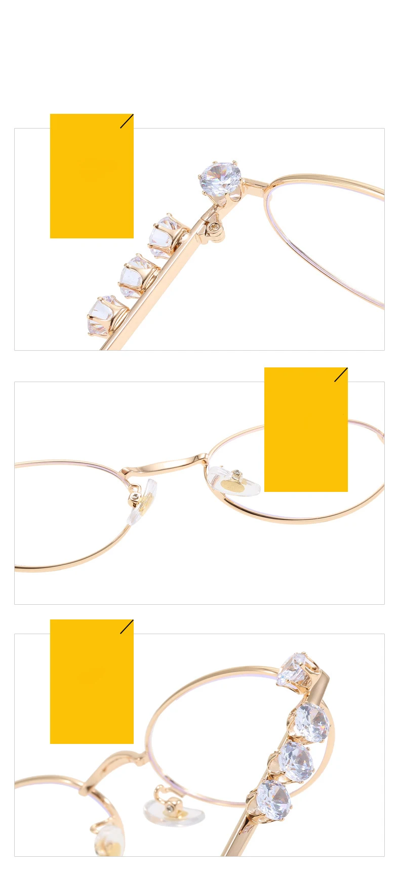 57231 Luxus Marke Design Frauen Optische Gläser Mode Oval Kleine Größe Metall Sonnenbrille Uv400 Anti Blau Licht Brillen – Detail 14