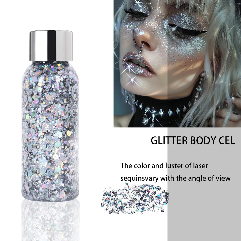3pcs Body Glitter Gel Face Glitter Makeup Party Festival Glitter Gel Eye Eyeshadow Hair Glitter Gel for Bar Makeup 2