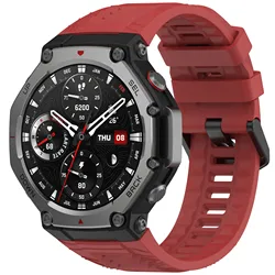 Silicone Sports Band for Smartwatch - Original Replacement Strap in Stylish Design (Red)