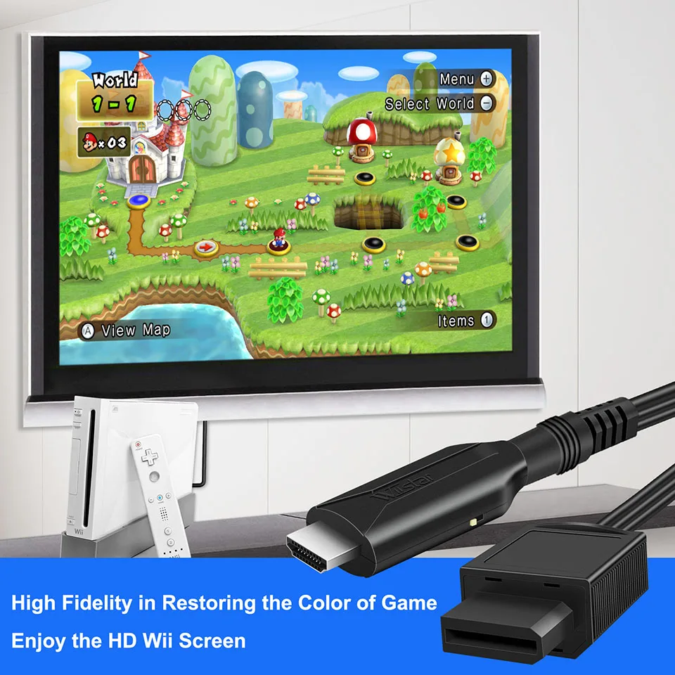 HDMI Adapter Wii to HDMI Converter Adapter Video Cable 1080P Male to Male Wii2HDMI Converter Plug and Play for Wii HDTV Display