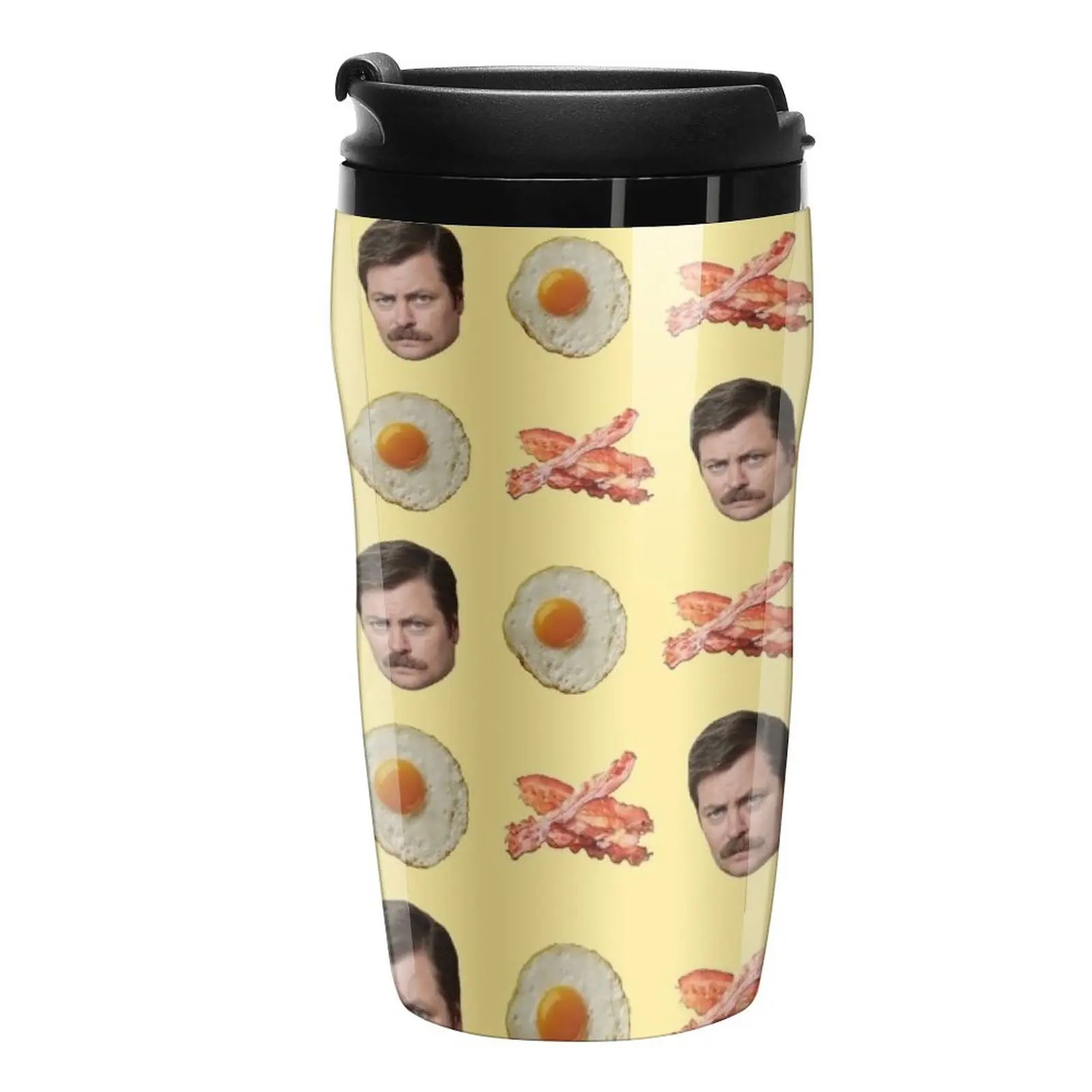 

New Eggs, Bacon, Ron Swanson Travel Coffee Mug Coffee Set Breakfast Cups