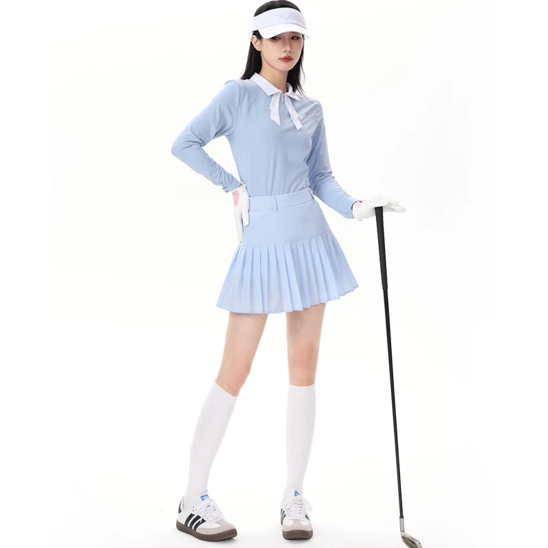 Golf Women's New Autumn Long Sleeved Slim Fit Wrinkle Resistant High-quality Temperament Short Skirt Outdoor Leisure Sports Set