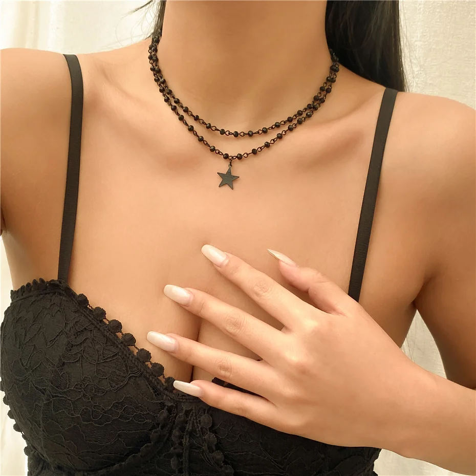 Ingemark Gothic Schwarzes Kreuz Jesus Stern Anhänger Choker Halskette für Frauen Punk Vintage Metall Kette Hals Schmuck Zubehör Neue – Detail 8