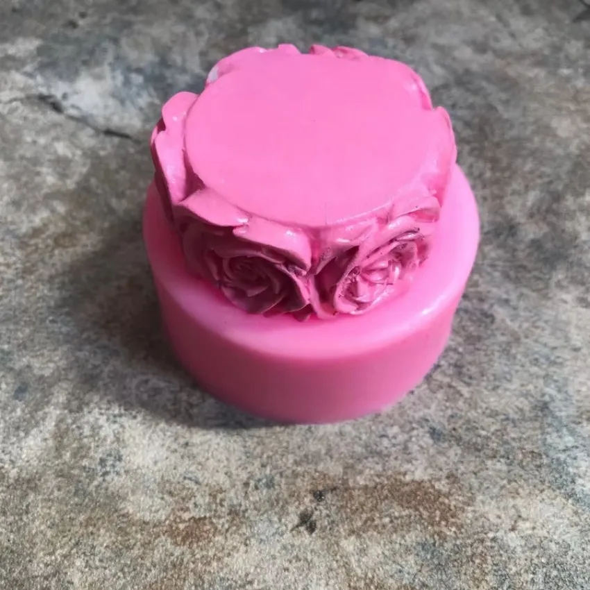 1 Pcs 3D Round Rose Flowers Soap Mold Cylindrical Silicone Mold Candle Molds Craft Decoration Soap Diy