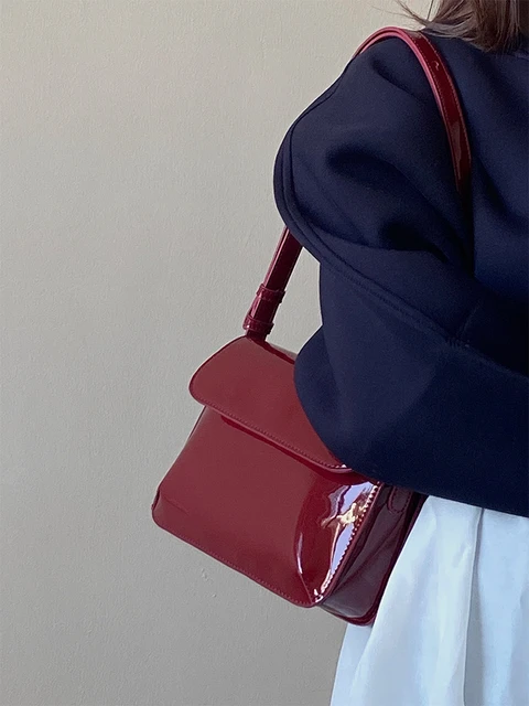 Vintage Bag Red Patent Leather Women's Shoulder Bag Fashion Ladies Small  Square Purses and Handbags Simple Female Crossbody Bags - AliExpress