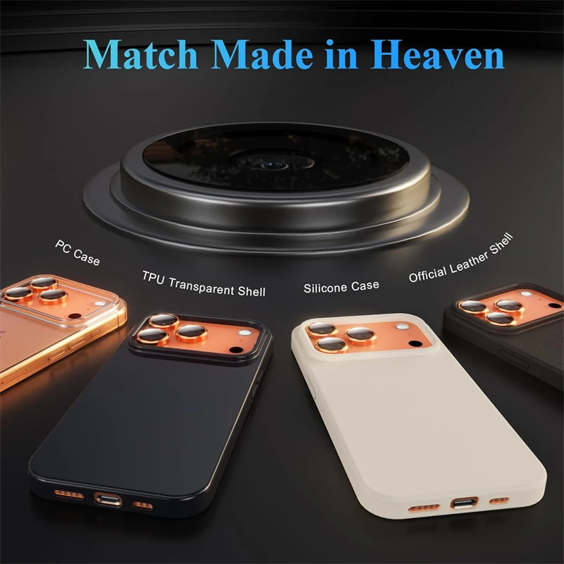 Orange Metal Glass Camera Lens Protector with Ring Lens Cover