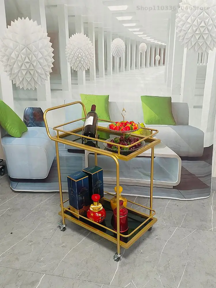 Dining cart high-grade tempered glass dining cart Hotel restaurant chess and card room reception tea