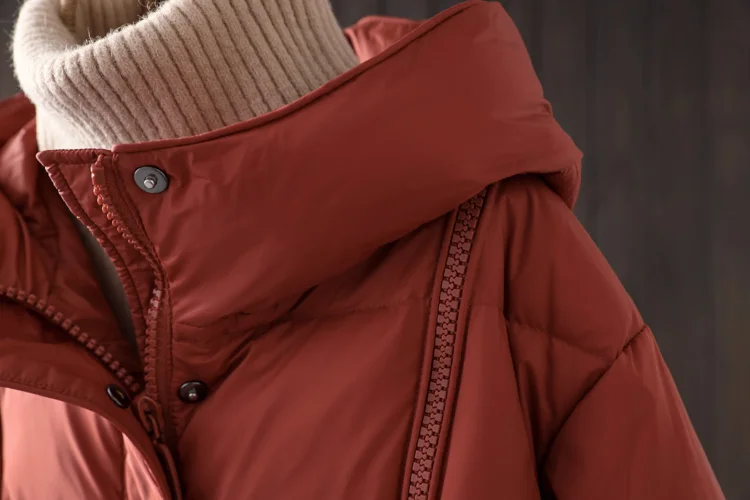 Janveny Women's Winter 90% Duck Down Jacket Hooded Autumn Thick Warm Puffer Coat Windbreasker A-lined Female Fashion Parkas
