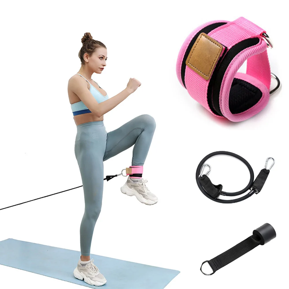 Ankle Strap for Cable Machine, Padded Gym Accessories Cuffs Support  Extensions Metal for Women Glutes Pulley Cable Machine Training , Pink