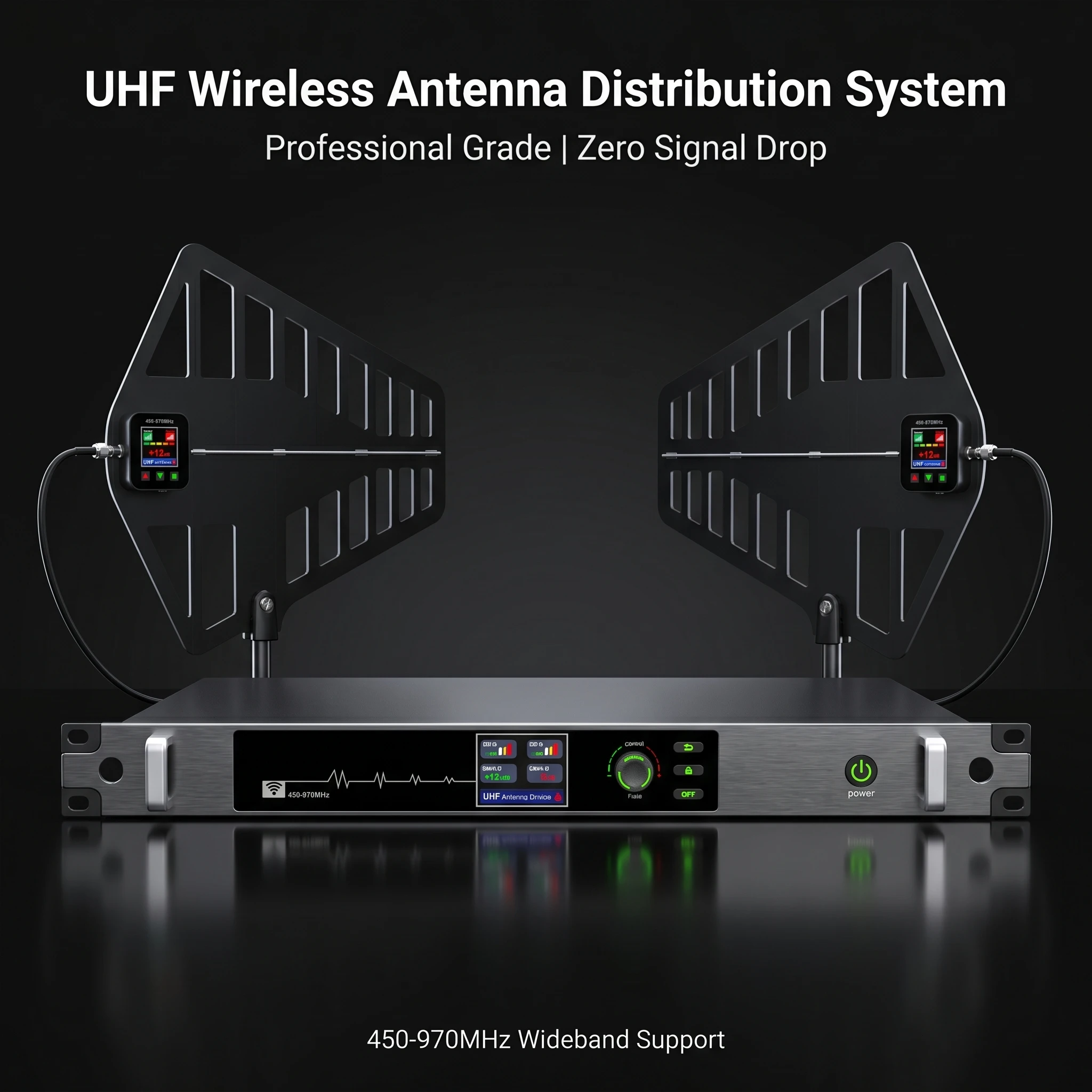폴킷슨 AT-16pro 450-970MHz UHF 안테나 분배 시스템 무선 마이크 앰프 분배기 제로 시그널 드롭 무대 라이브용