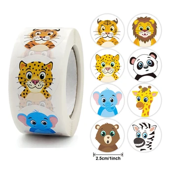 100-500 pièces 1 pouce dessin animé Animal enfants autocollant étiquette merci mignon jouet jeu autocollant bricolage cadeau étanchéité étiquette décoration Supp