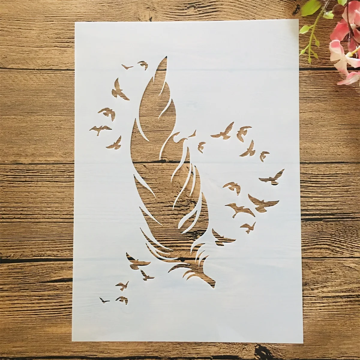 A4 29*21cm Big Feather and Birds DIY Layering Stencils Wall Painting Scrapbook Coloring Embossing Album Decorative Template