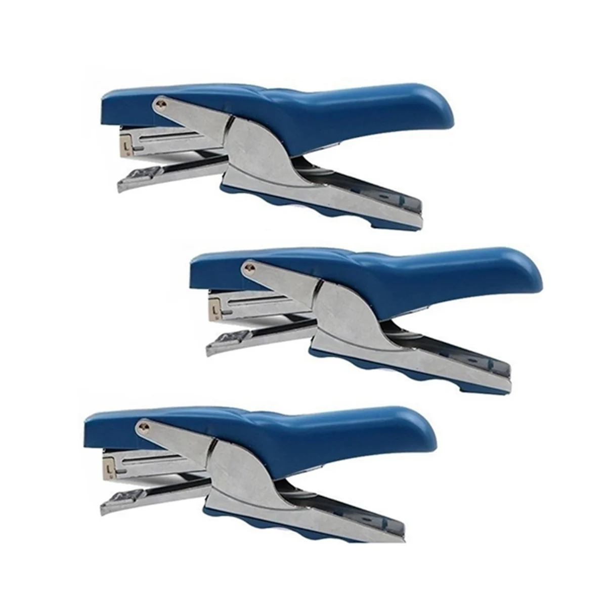 

3 Pieces Heavy Duty Plier Stapler Office Stapler Hand Hold Stapler 50 Sheet Capacity Desk Stapler for Home School Blue