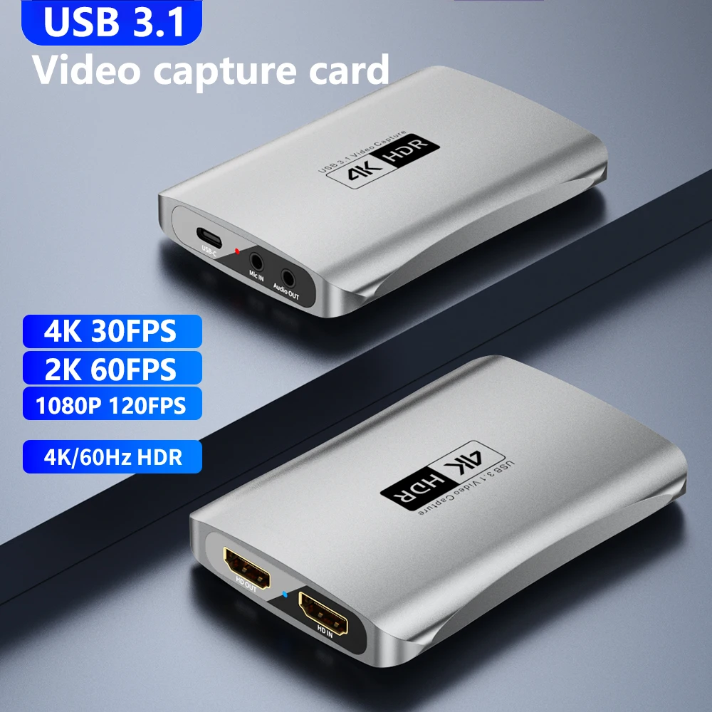 

USB 3.1 Video Capture Card Recording 4K 30FPS 2K 60FPS 1080P 120FPS Look-out 3840x2160 60Hz SDR HDR For PS 4 5 Nintendo Switch