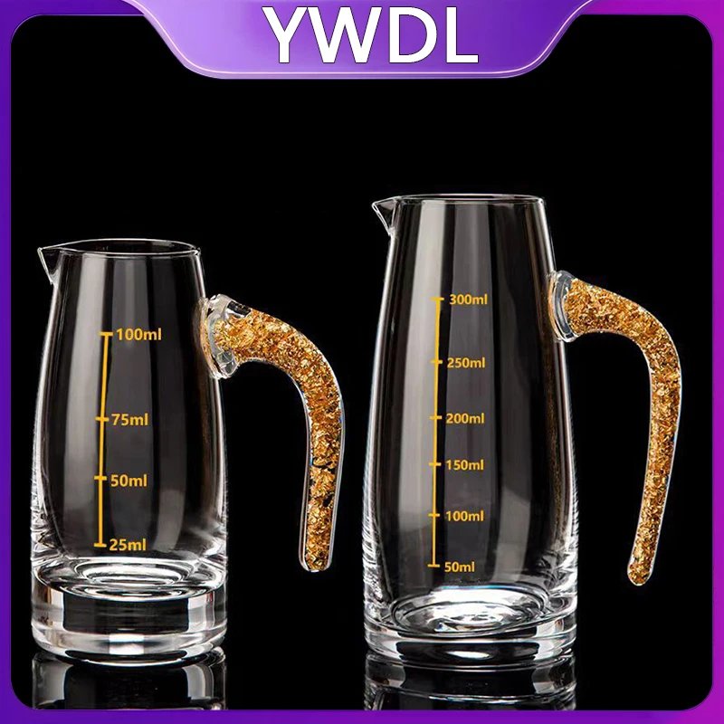 100/300ml Liquor Dispenser Measuring Pot Wine Bottle Gold Foil Lead-free Crystal Glass Sake Small Wine Pot Container Wine Cup