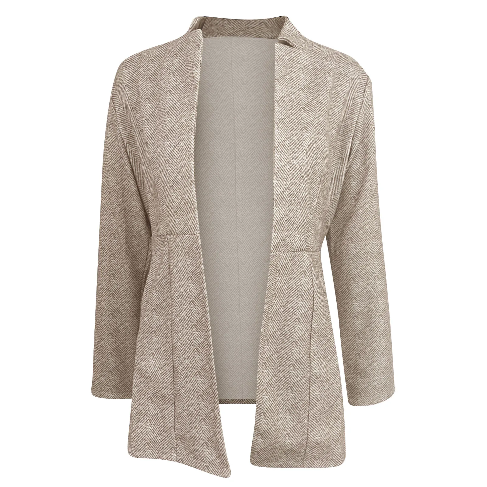 Autumn Winter Jackets For Women Coat Front Blazer Long Sleeve Stand Collar Solid Trench Business Work Jacket Outwear_voghion.com