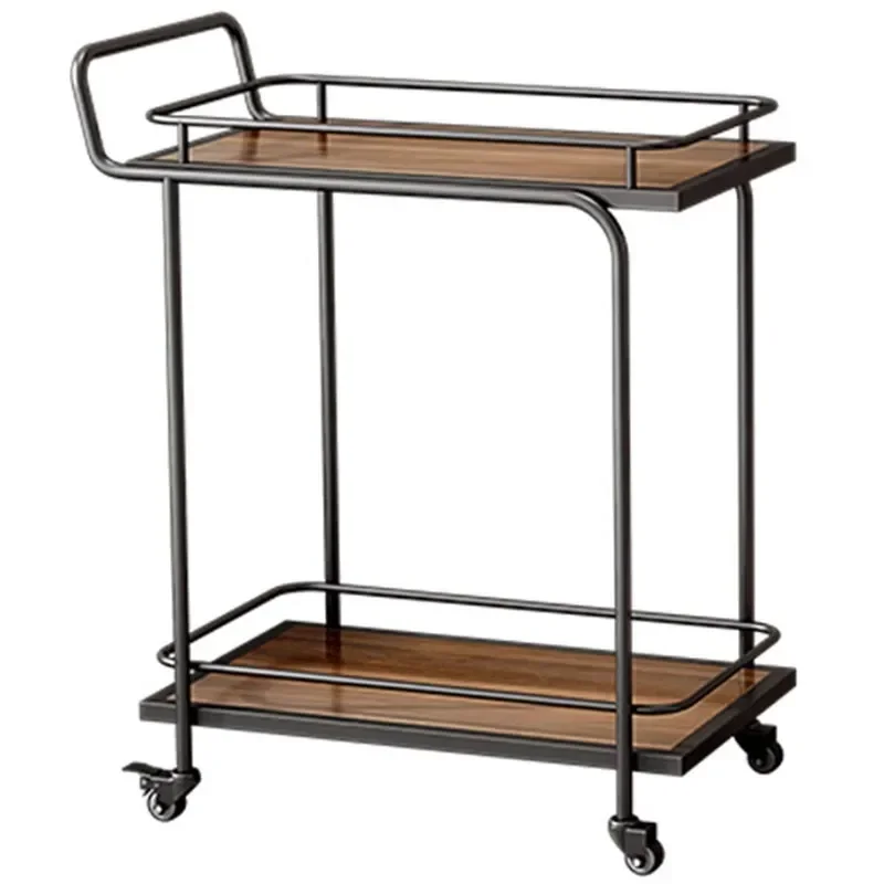 Rolling Serving Cart Eu Style Dessert Trolley Beverage Push Cart for Hotels Restaurants Portable Bar Cart for Home and KTV
