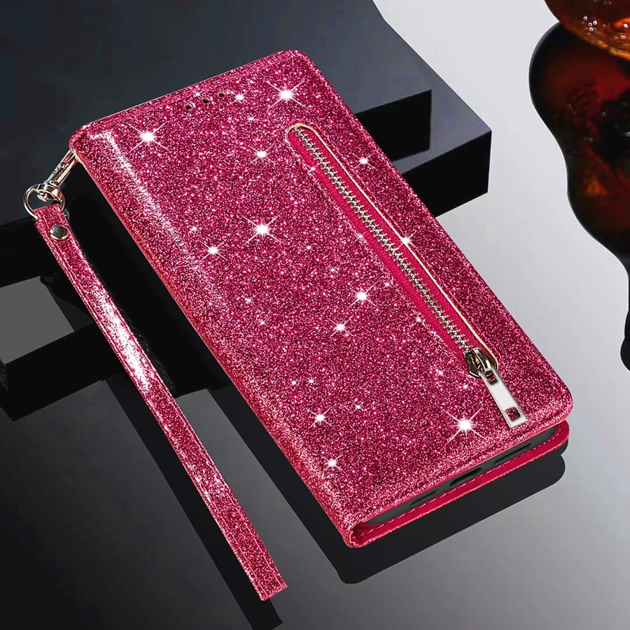 Glamorous Glitter Leather Wallet Flip Case Cover