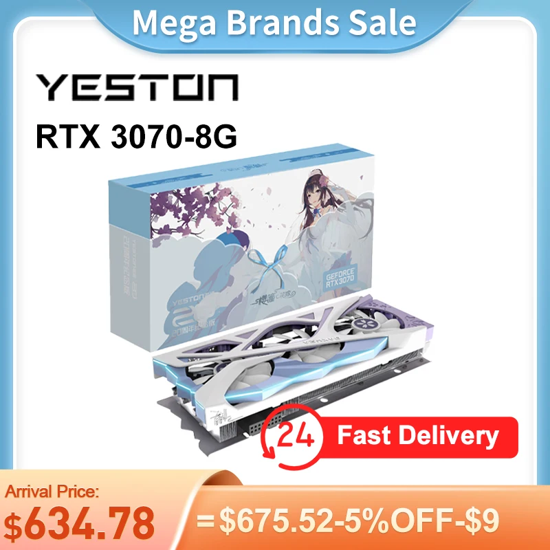 Новая видеокарта YESTON RTX3070 rtx 3070 8 ГБ 8 ГБ 14 Гбит/с 8 + 8 контактов 8 нм бит GDDR6 GPU NVIDIA Видеокарта GPU игровая видеокарта