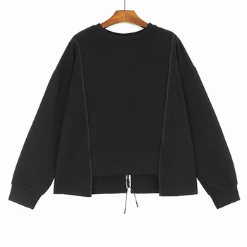 XITAO O-넥 패치워크 지퍼 맨투맨, 불규칙 단색 풀오버, 심플한 루즈한 올 매치 여성 스트리트 트렌디 DMJ3740
