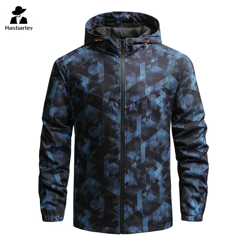 2024 autumn men's windbreaker fashion casual thin camouflage sports jacket outdoor hiking camping hooded coat brand clothing