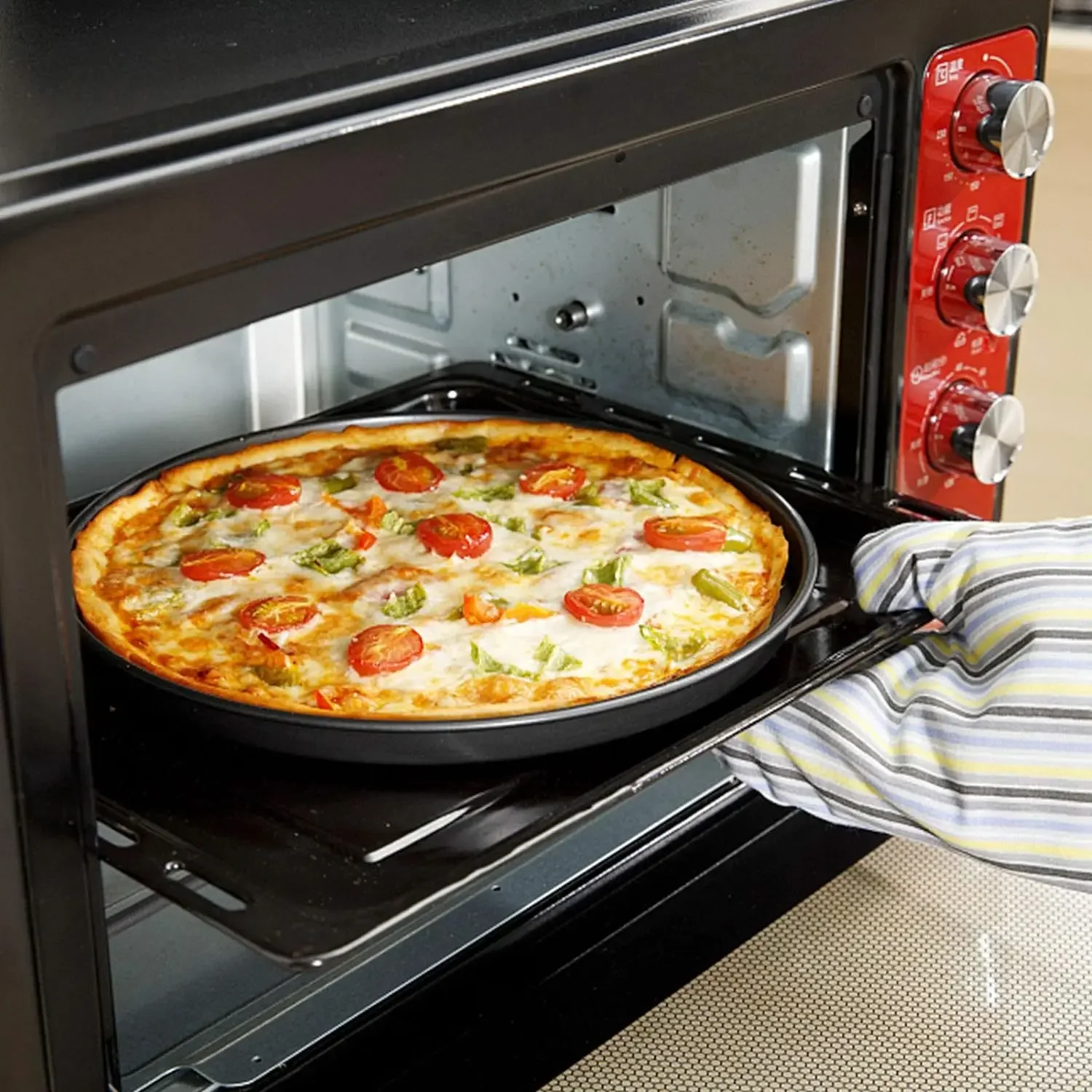 9/10/11inch Carbon Steel Pizza Pan Non-stick Heat-resistant Deep Dish Pizza Baked Rice Tray for Home Kitchen Cooking Baking Tool