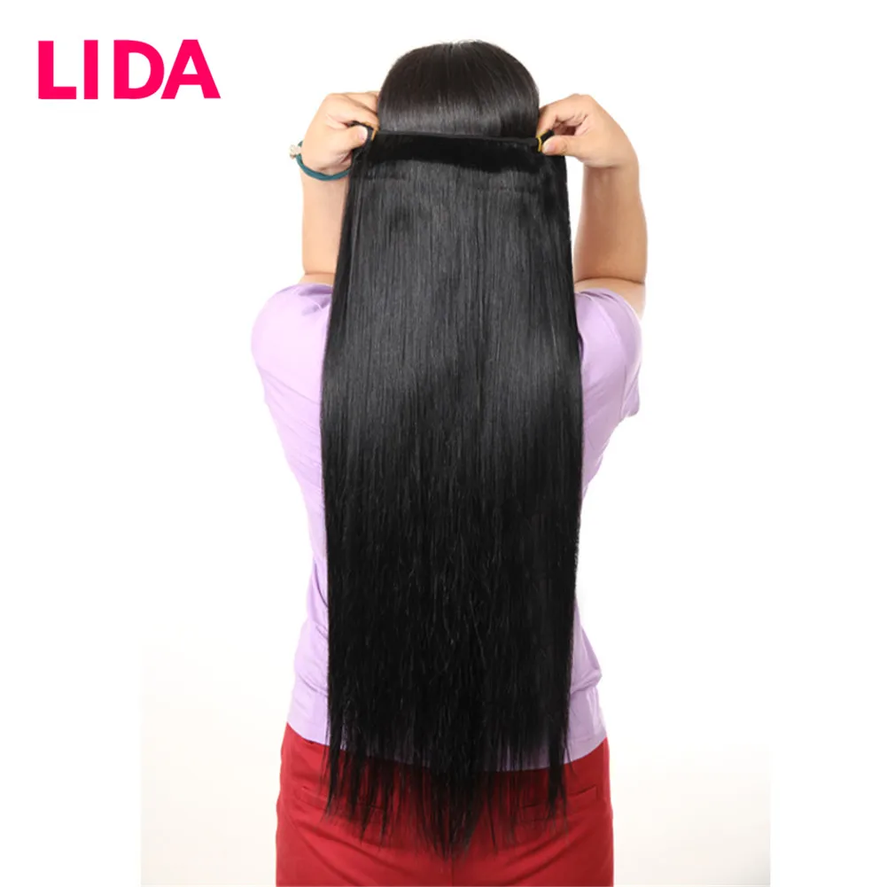 Human Hair Bundles Black Color Straight Human Hair Non-Remy Chinese Double Weft Weaving One Bundle Deal