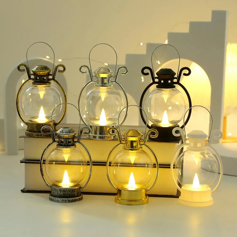 

Creative Retro LED Lantern Battery Powered Flameless Electronic Candle Lamp Christmas Party Accessories Portable Handle Light