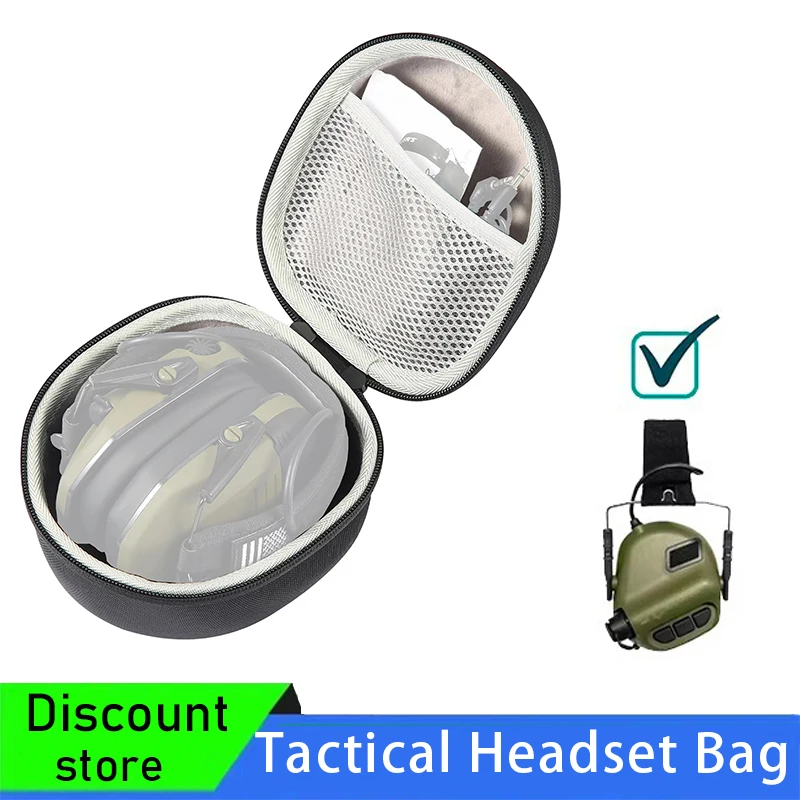 Tactical Headset Bag，Electronic shooting earmuff storage bag, Portable headset multi-function carrying Storage Case Box