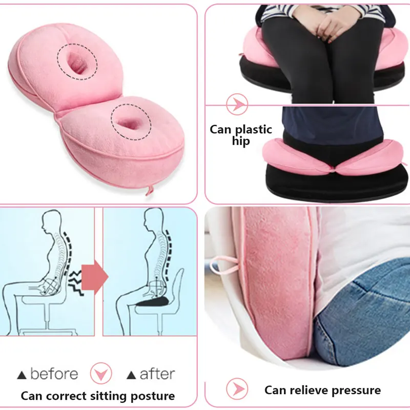 Dual Comfort Cushion Lift Hips Up Seat Cushion Multifunction, for Pressure Relief, Fits in Car Seat, Home, Office, Size: Small, Red