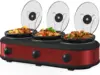 Cooker, 3 x 1.5 QT Portable Small Dual Crock Cooker, Buffet Servers and Warmers Dishwasher Safe, Removable Ceramic Pot Glass Lid 1