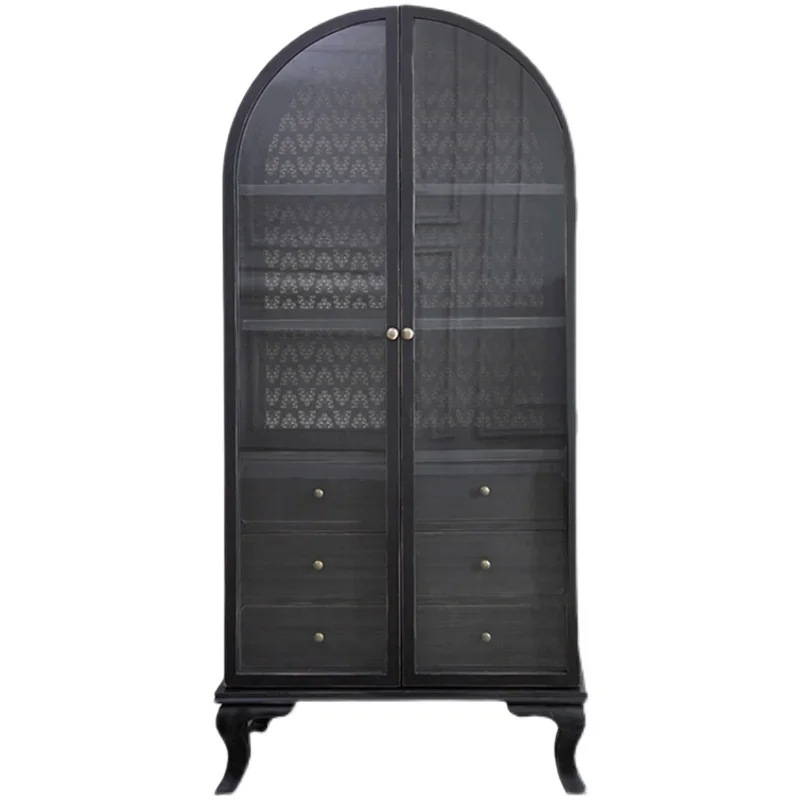 

Vintage Bookcase Wine Cabinet Glass Door Sideboard Cabinet