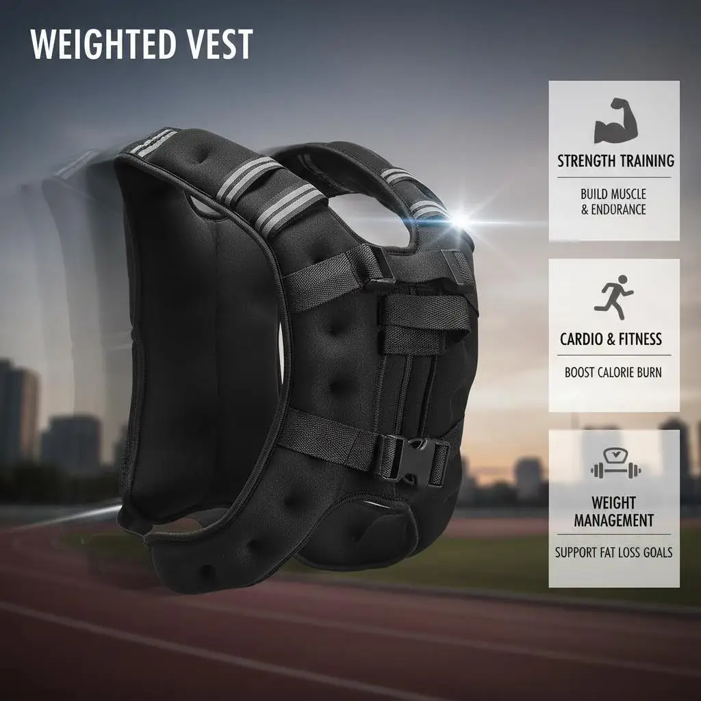 Gewichtsweste 9,22 kg, Gewichtsjacke mit verstellbarer Schnalle und reflektierender Streifen, für Krafttraining, Laufen, Joggen, Fitness und mehr. – Detail 4