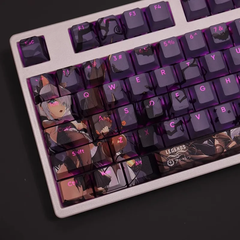Teclado Retroiluminado Azur Lane Hms Janus Pbt Anime Gaming Key Caps para Ansi 61 87 104 108 Chaves Set - Imagem 5
