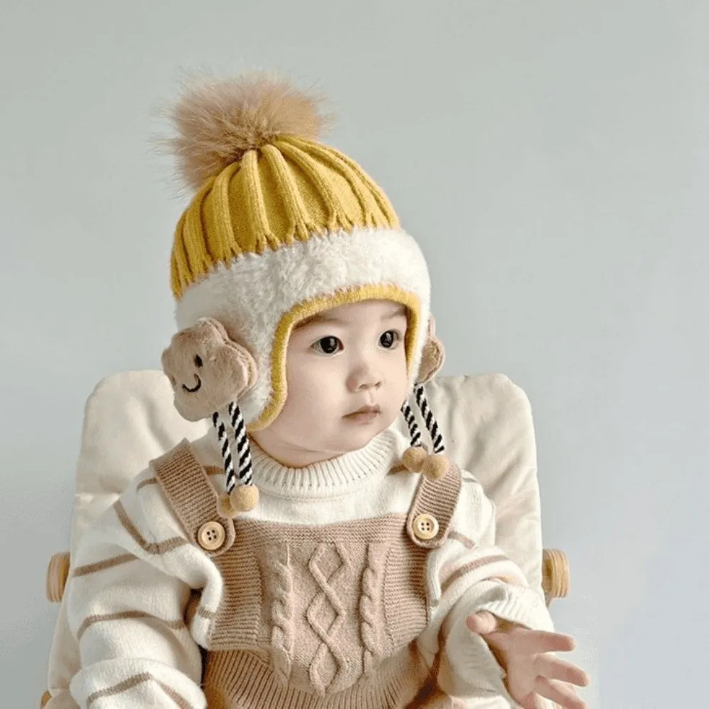 Warm Knitted Bear Hat for Kids Cold Weather